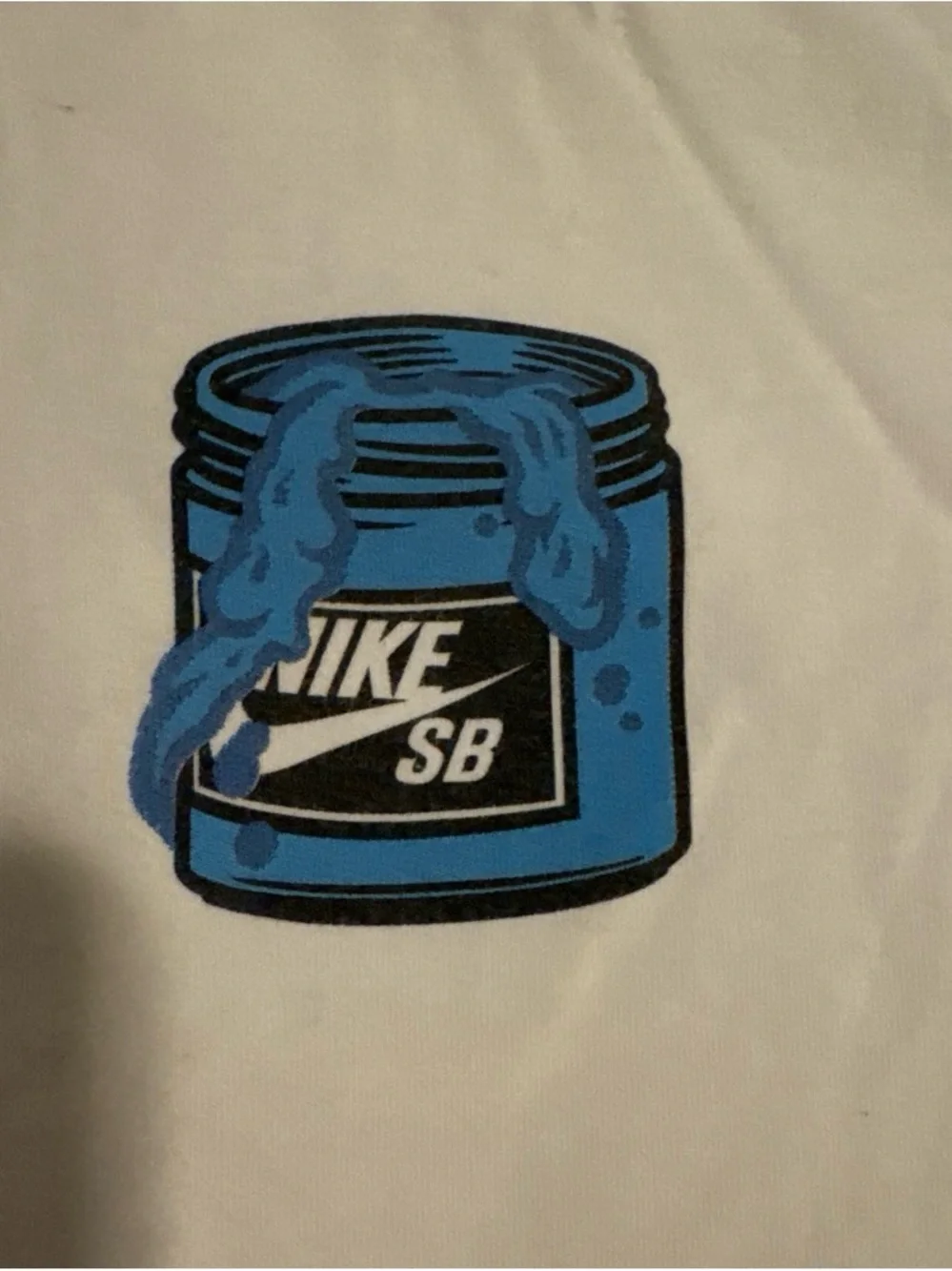 Nike White Short-Sleeve Tee with Blue Chest Graphic